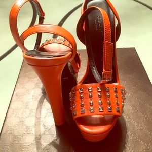Gucci Orange Studded Platform Sandal